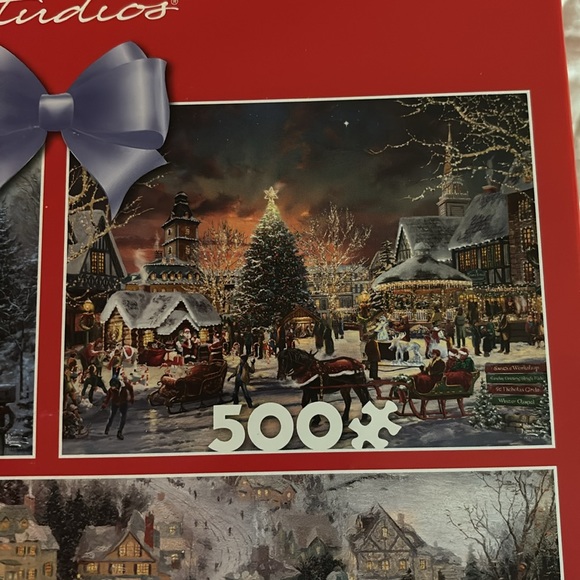 New!! Ceaco Thomas Kinkade Holiday Three Interlocking Jigsaw Puzzles - Picture 3 of 7